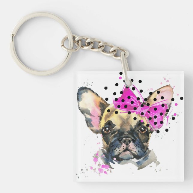 Cutie French Bull Dog Keychain (Front)