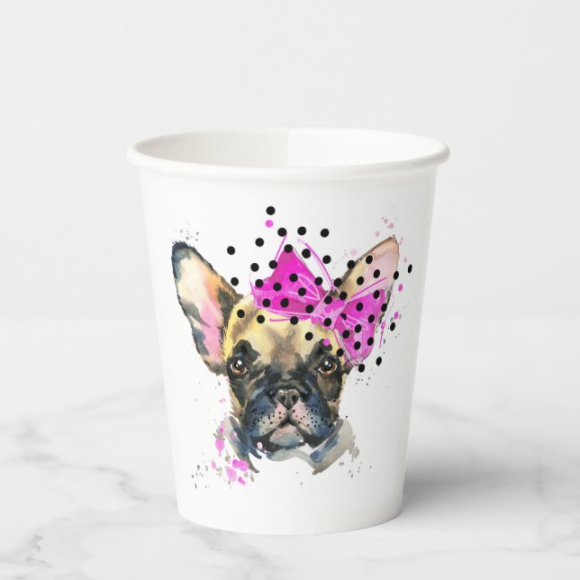 Cutie French Bull Dog Paper Cups (Left)