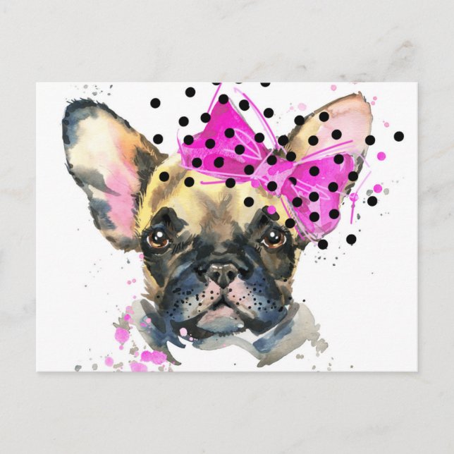 Cutie French Bull Dog Postcard (Front)
