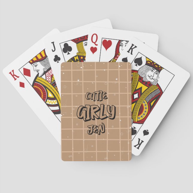 Cutie Girly Brown Gingham Classic Playing Cards (Back)