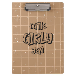 Cutie Girly Brown Gingham Clipboard