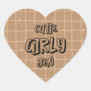 Cutie Girly Brown Gingham Sticker