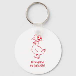 Cutie Goose Valentine Hearts Bandana Cute Barnyard Keychain