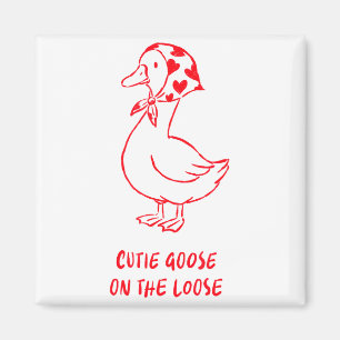 Cutie Goose Valentine Hearts Bandana Cute Barnyard Magnet