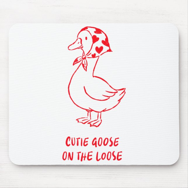 Cutie Goose Valentine Hearts Bandana Cute Barnyard Mouse Pad (Front)
