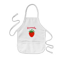 Cutie kid's baking apron with red strawberry logo