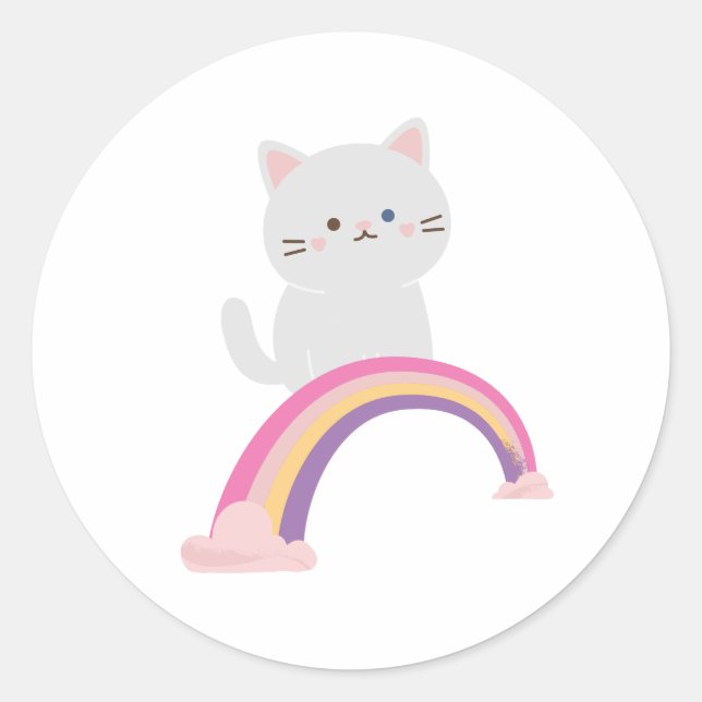 Cutie Kitten Cat  Classic Round Sticker (Front)
