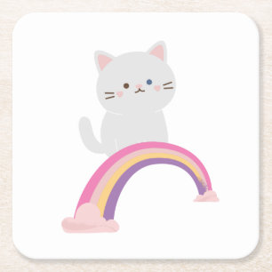 Cutie Kitten Cat            Square Paper Coaster