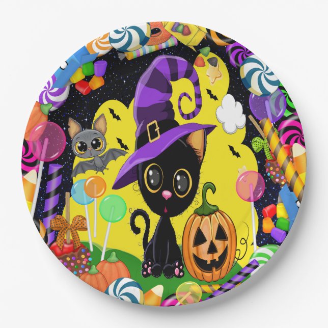 Cutie Kitty Halloween Party Goods Paper Plate (Front)