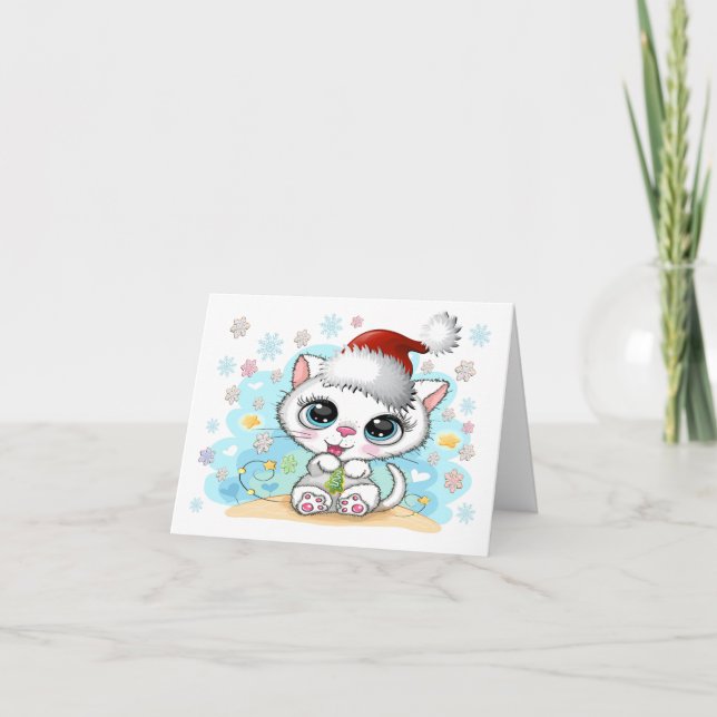 Cutie Kitty Meowy Christmas Card (Front)