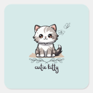 Cutie Kitty Square Sticker
