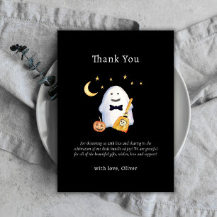 Cutie Little Boo Ghost Hollaween Baby Shower Thank You Card