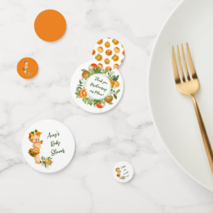 Cutie orange baby shower confetti, Girl shower Confetti