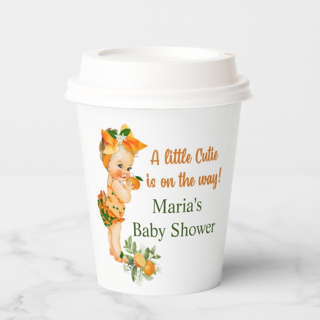 Cutie orange baby shower paper cup (Front)