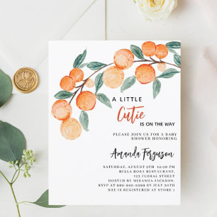 Cutie oranges budget baby shower invitation