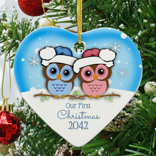 Cutie Owl Couple First Christmas Ornament