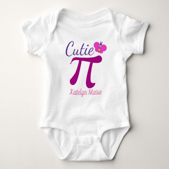 Cutie Pi Cute Funny Math Pun Baby Bodysuit (Front)