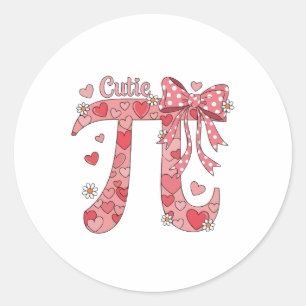 Cutie Pi Day Coquette Women Kids Girls Math  Classic Round Sticker