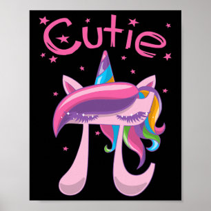 Cutie Pi Day Unicorn Girls  Poster