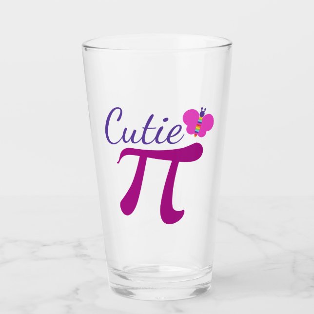 Cutie Pi Symbol Funny Math Pun Glass (Front)