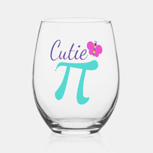 Cutie Pi Symbol Math Pun Stemless Wine Glass