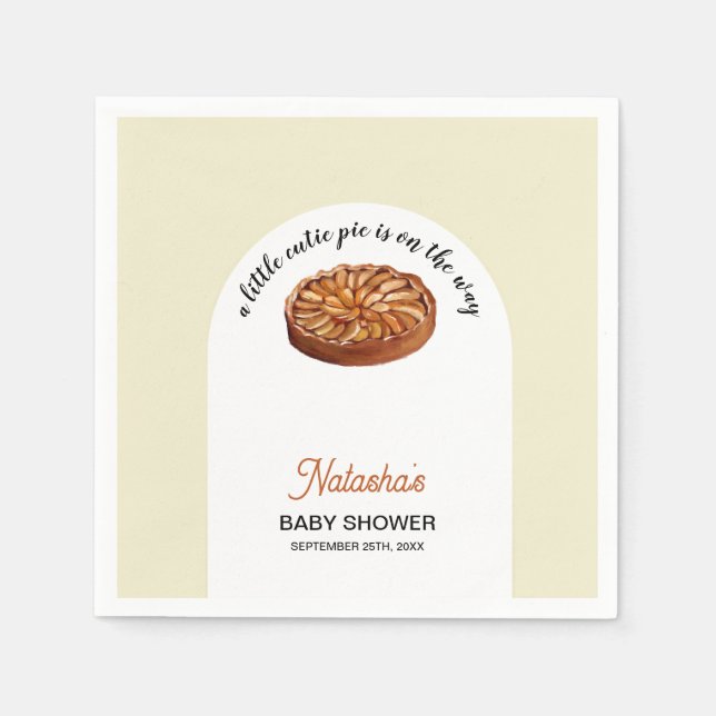 Cutie Pie Apple Pie Thanksgiving Baby Shower Napkin (Front)