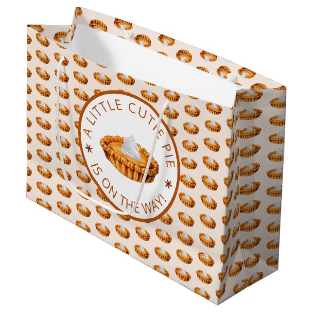 Cutie Pie Baby shower d'automne Grand sac cadeau (Devant Angle)