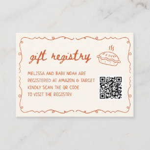 Cutie Pie Baby Shower Gift Registry QR Code Enclosure Card