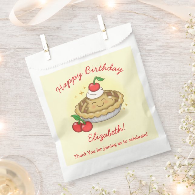 Cutie Pie Birthday Party Kids Cherry Favour Bag (Clipped)