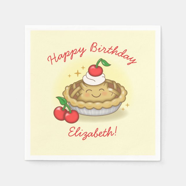Cutie Pie Birthday Party Kids Cherry Napkin (Front)