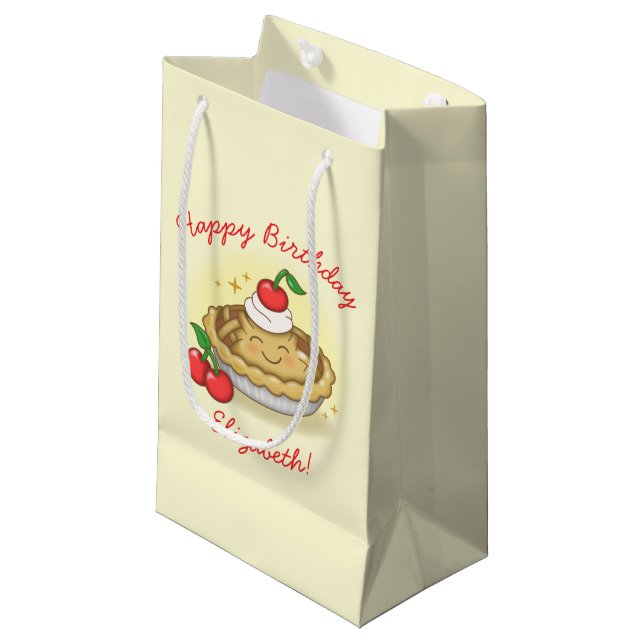 Cutie Pie Birthday Party Kids Cherry Small Gift Bag (Front Angled)
