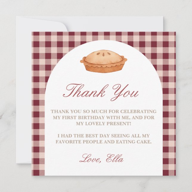 Cutie Pie Birthday Thank You Card (Front)