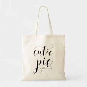 Cutie Pie Black Modern Calligraphy Personalized Tote Bag