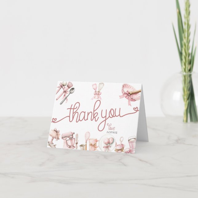 Cutie Pie | Cartes de remerciement Aquarelle Rose (Devant)