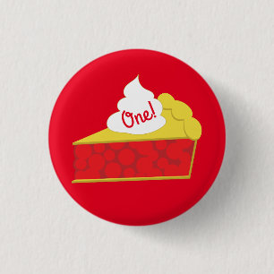 Cutie Pie Cherry 1st Birthday Party Theme 1 Inch Round Button