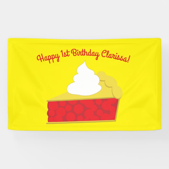 Cutie Pie Cherry 1st Birthday Party Theme Banner (Horizontal)