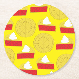 Cutie Pie Cherry Kid's Birthday Party Round Paper Coaster