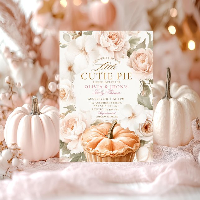 Cutie Pie Citrouille Floral Bow Invitation (Créateur téléchargé)