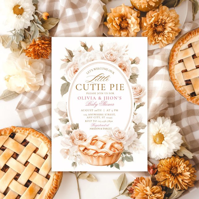 Cutie Pie Citrouille Floral Bow Invitation (Créateur téléchargé)