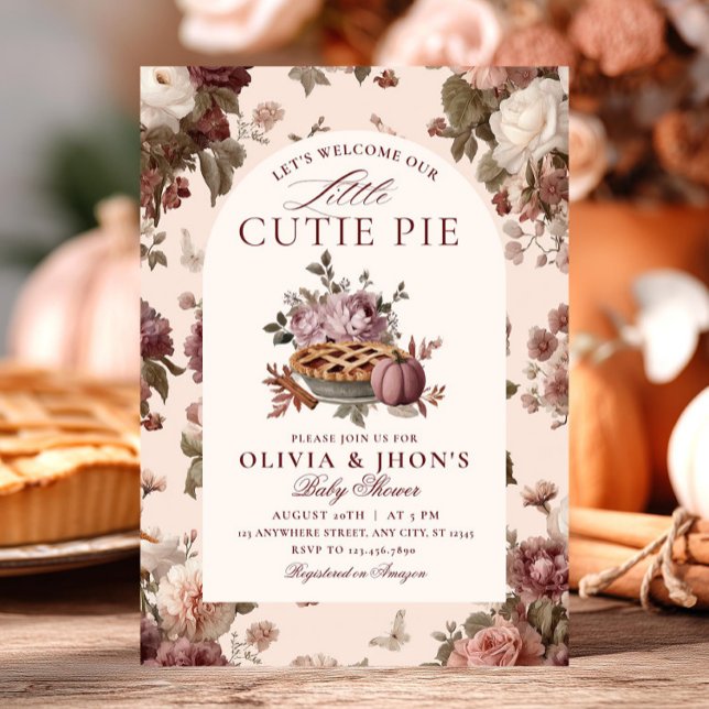 Cutie Pie Citrouille Floral Bow Invitation (Créateur téléchargé)