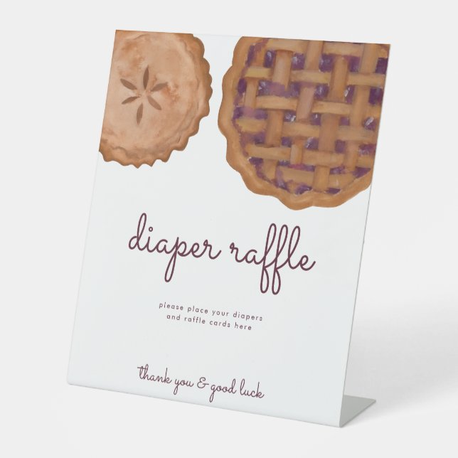 Cutie Pie Diaper Raffle Baby Shower Sign (Front)