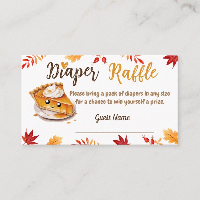 Cutie Pie Fall Baby Shower Diaper Raffle Enclosure (Front)