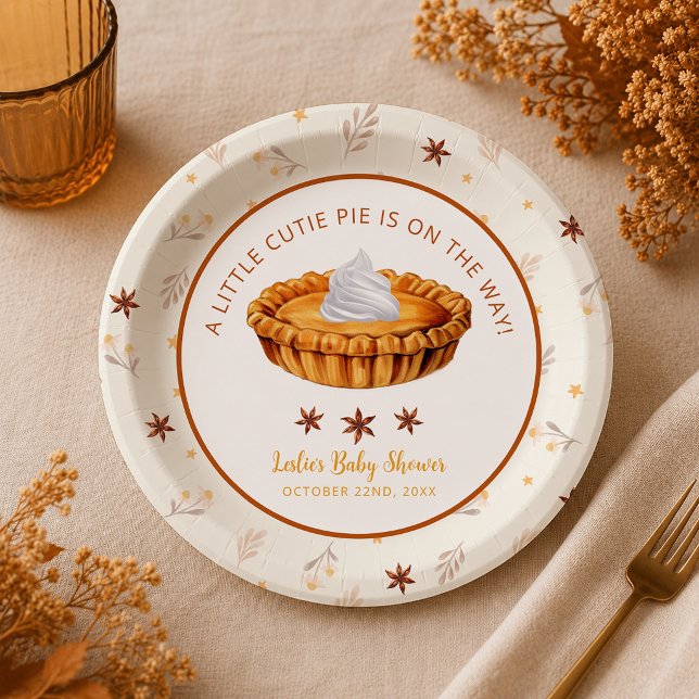 Cutie Pie Fall Baby Shower Paper Plates (paper plate)