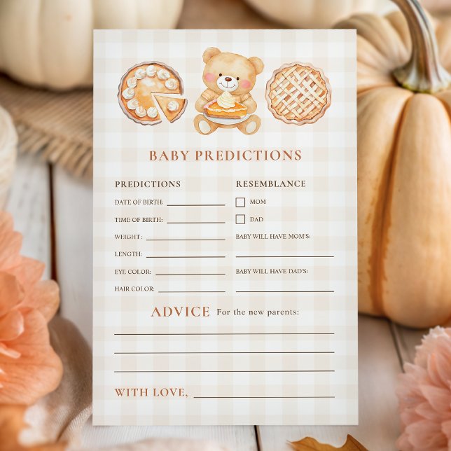 Cutie Pie Fall Baby Shower Predictions Advice Game (Creator Uploaded)