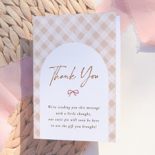 Cutie Pie Gingham Arch Fall Baby Shower Thank You Card