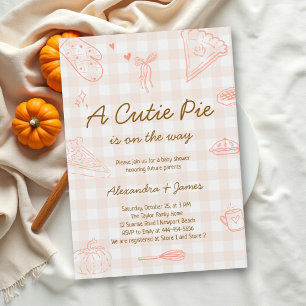 Cutie Pie Gingham Coed Fall Baking Baby Shower Invitation