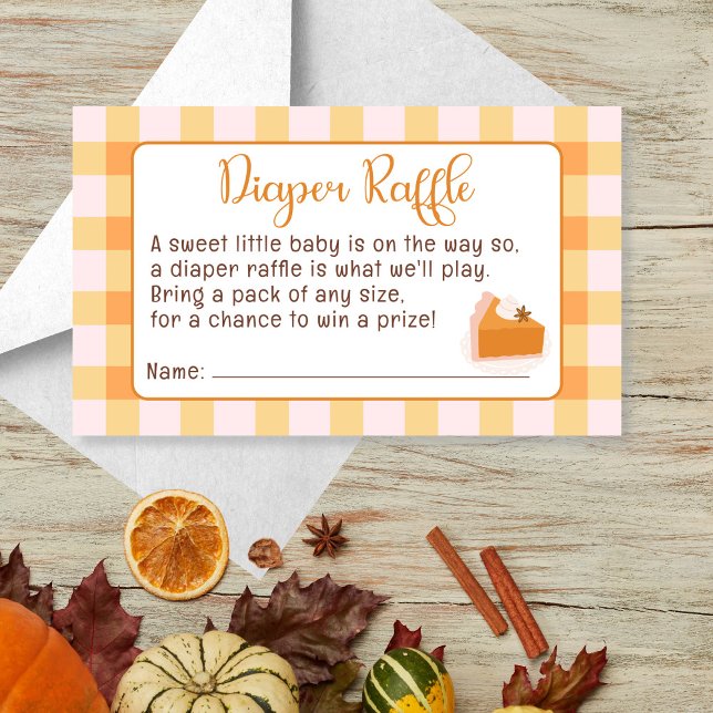 Cutie Pie Gingham Fall Baby Shower Diaper Raffle Enclosure Card (Cutie Pie Gingham Fall Baby Shower Diaper Raffle Enclosure Card)