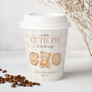 Cutie Pie Gingham Teddy Bear Fall Baby Shower Paper Cups