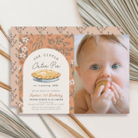 Cutie Pie Orange Floral Girl 1st Birthday Photo