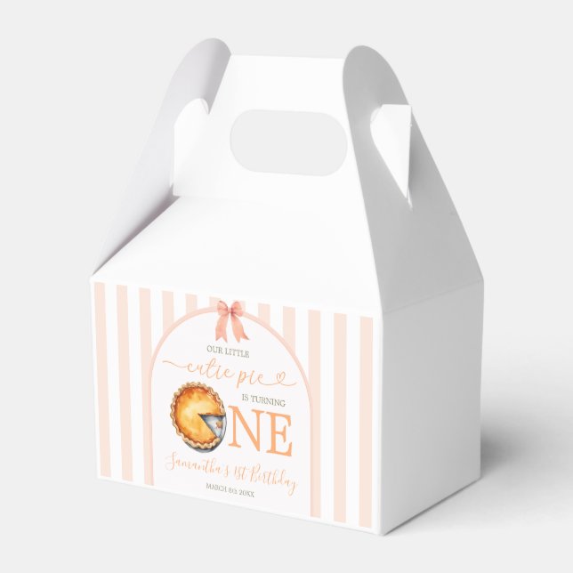 Cutie Pie Orange Gingham 1st Birthday Favor Box (Front Side)